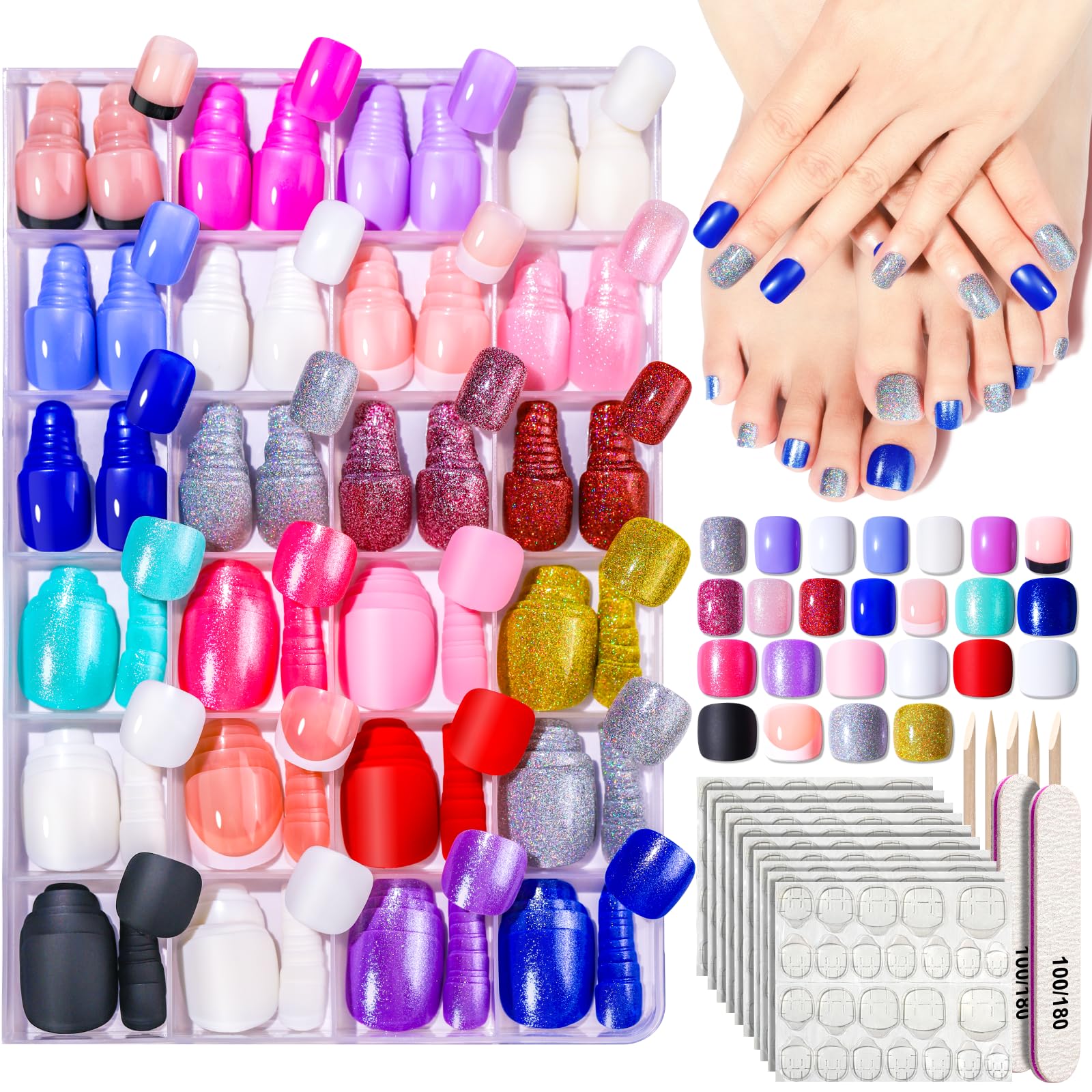 24-Colour Mani-Pedi Press-On Nail Collection