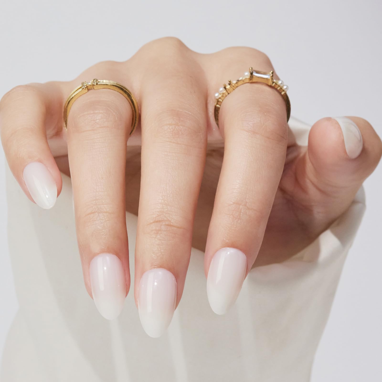 Milky White Soft Gel Almond Press-On Nails