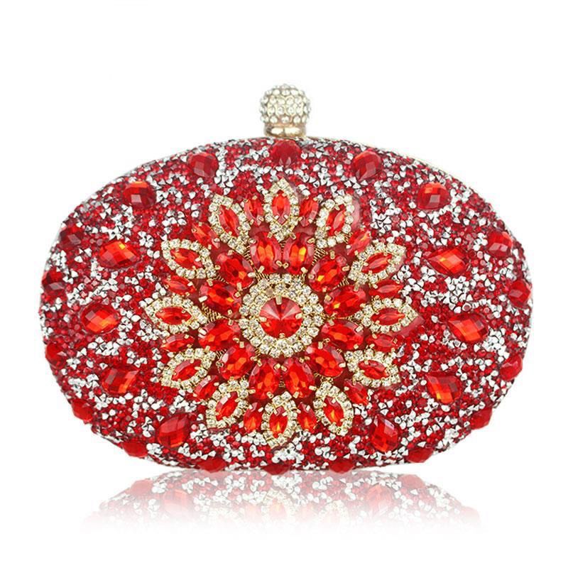 Lei Xin Sapphire Sunflower Rhinestone Evening Clutch