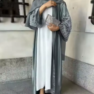 Pearl Dubai Abaya with Handcrafted Beaded Dress
