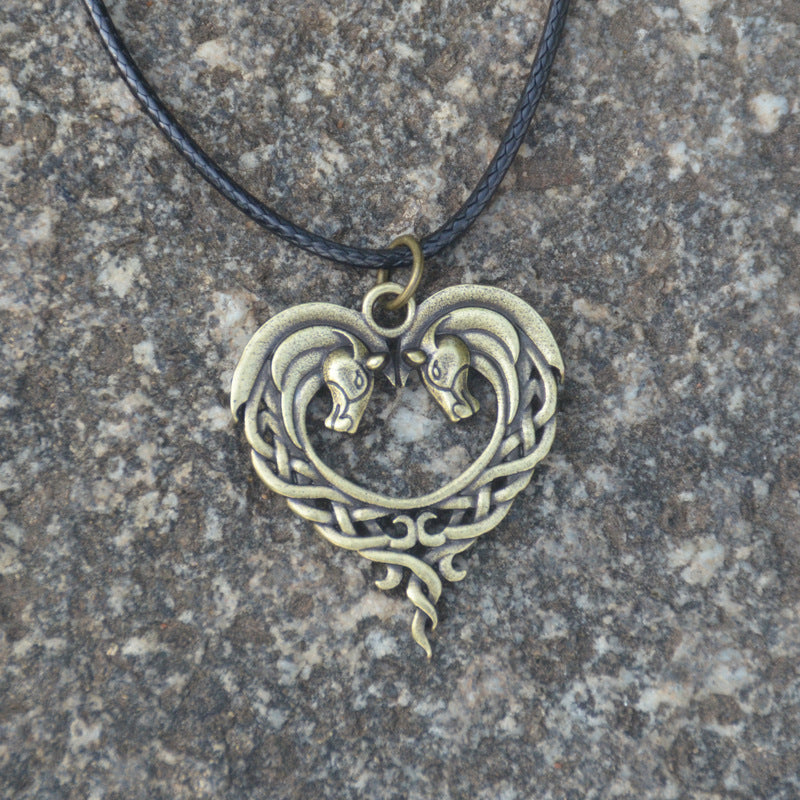 Heart Horsehead Pendant Necklace