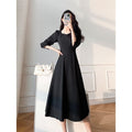 Hepburn Square-Neck Balloon Sleeve Maxi Dress
