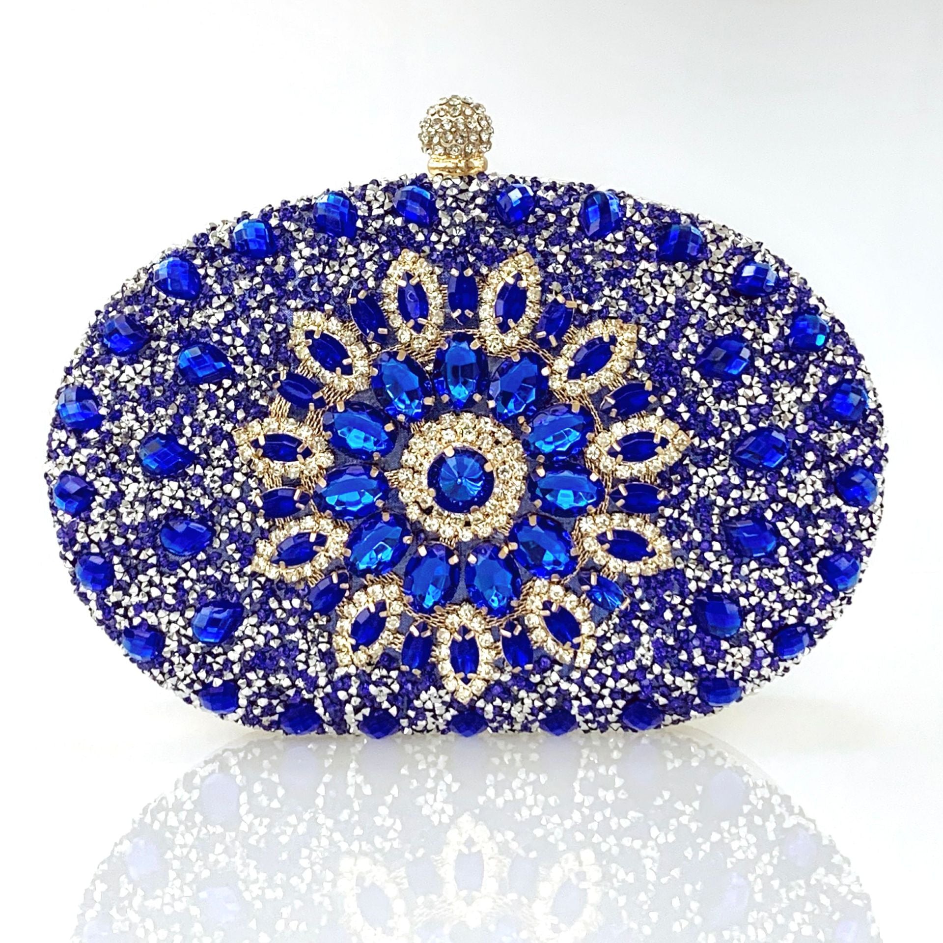 Lei Xin Sapphire Sunflower Rhinestone Evening Clutch