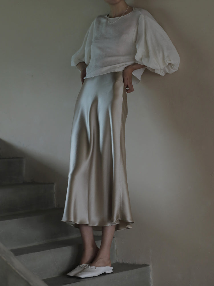 Elegant A-line Satin Silk Skirt