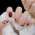 Chocolate Checkerboard 3D Charm Press-On Nails