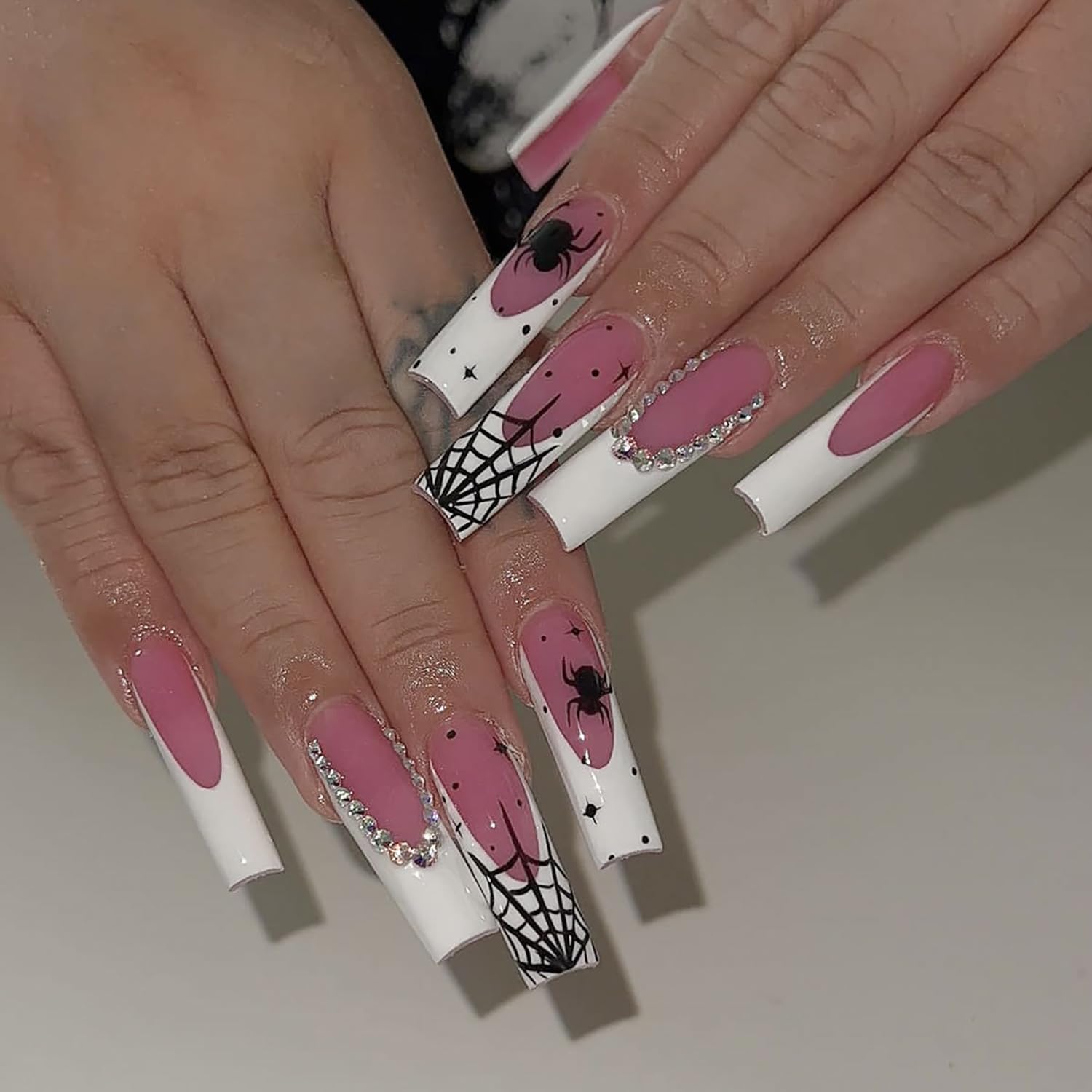 Halloween Spider Web Coffin Press-On Nails - 24Pcs