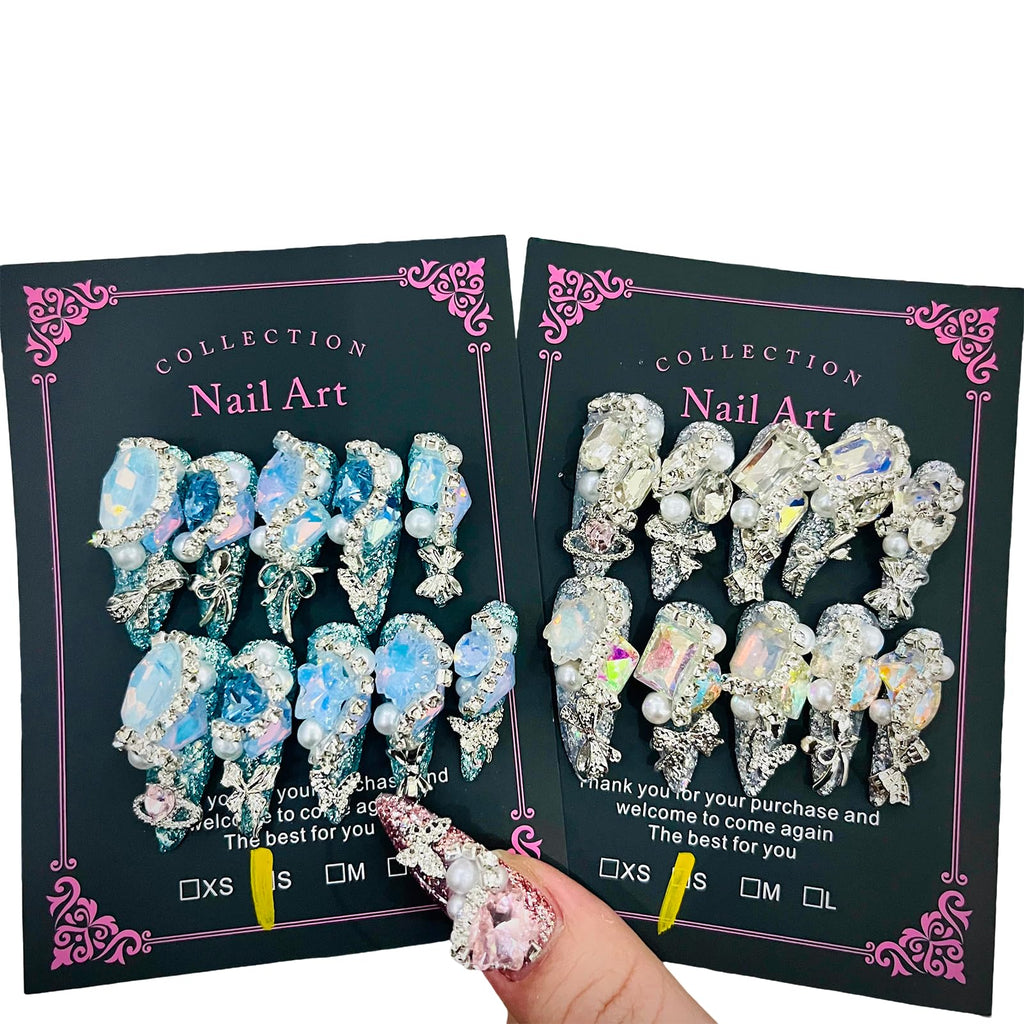 Iridescent Jewel Handmade Press-On Nails — 2-Pack