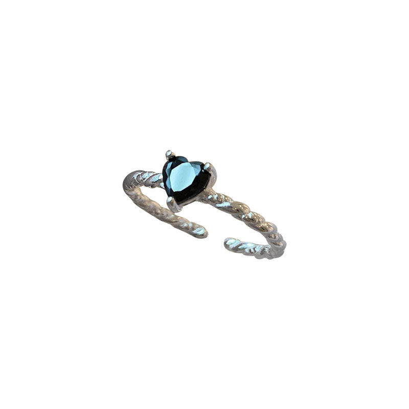 Sterling Silver Black Zircon Love Knot Ring