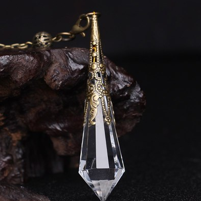 Pendulum Divination Pendant with Natural Crystal Necklace