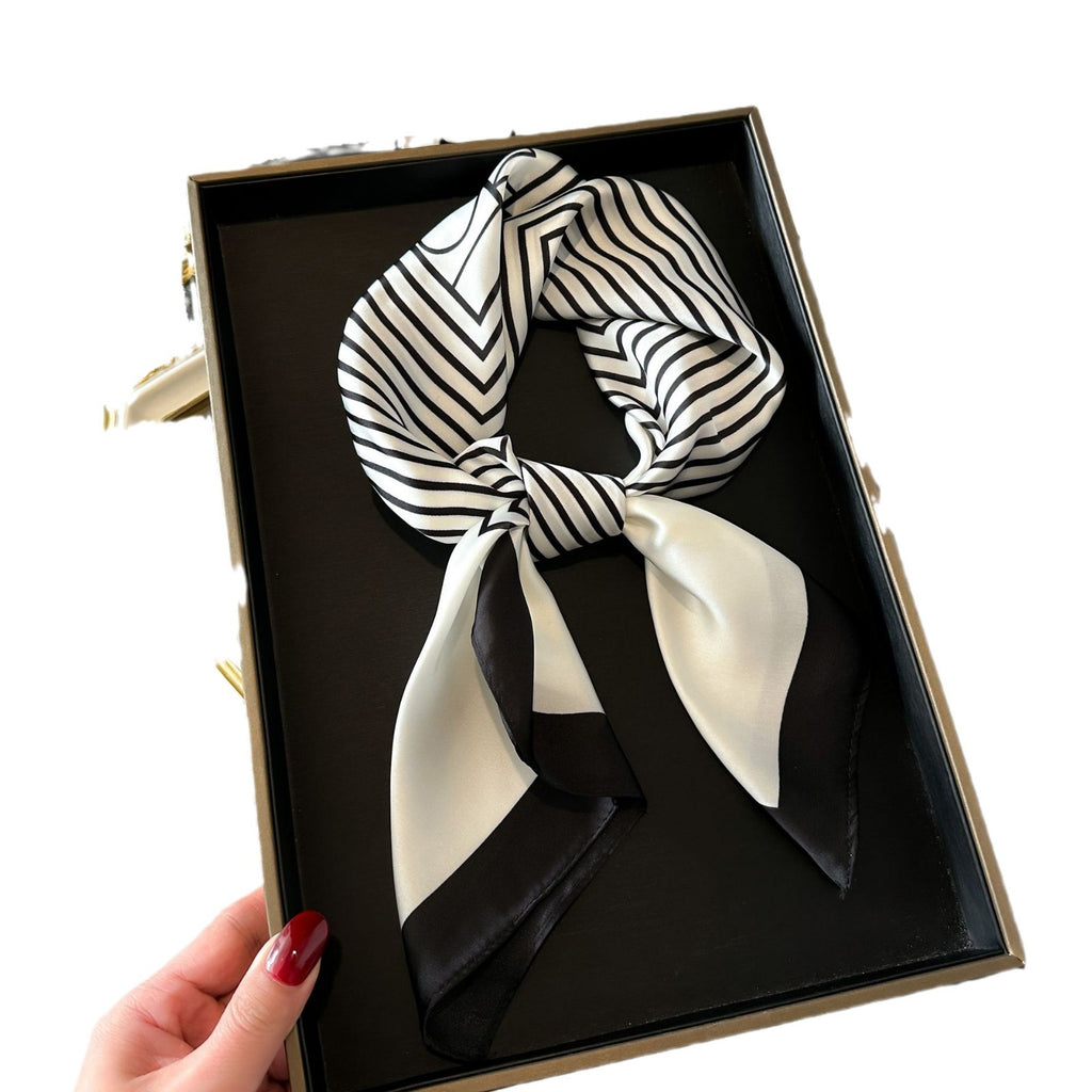 French Stripe Square Silk Scarf — 70cm