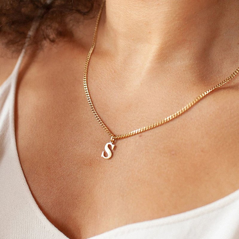 14K Initial Letter Necklace
