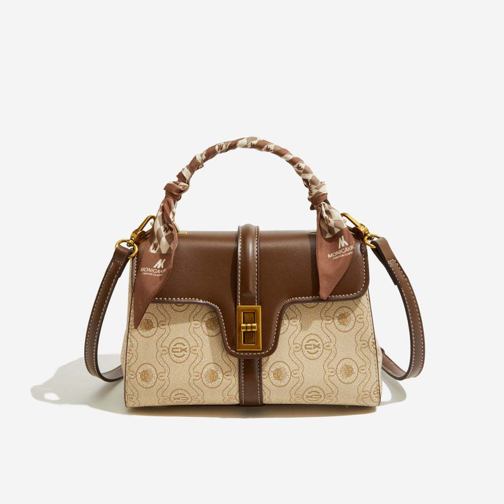 Retro Embossed Top Handle Satchel Handbag