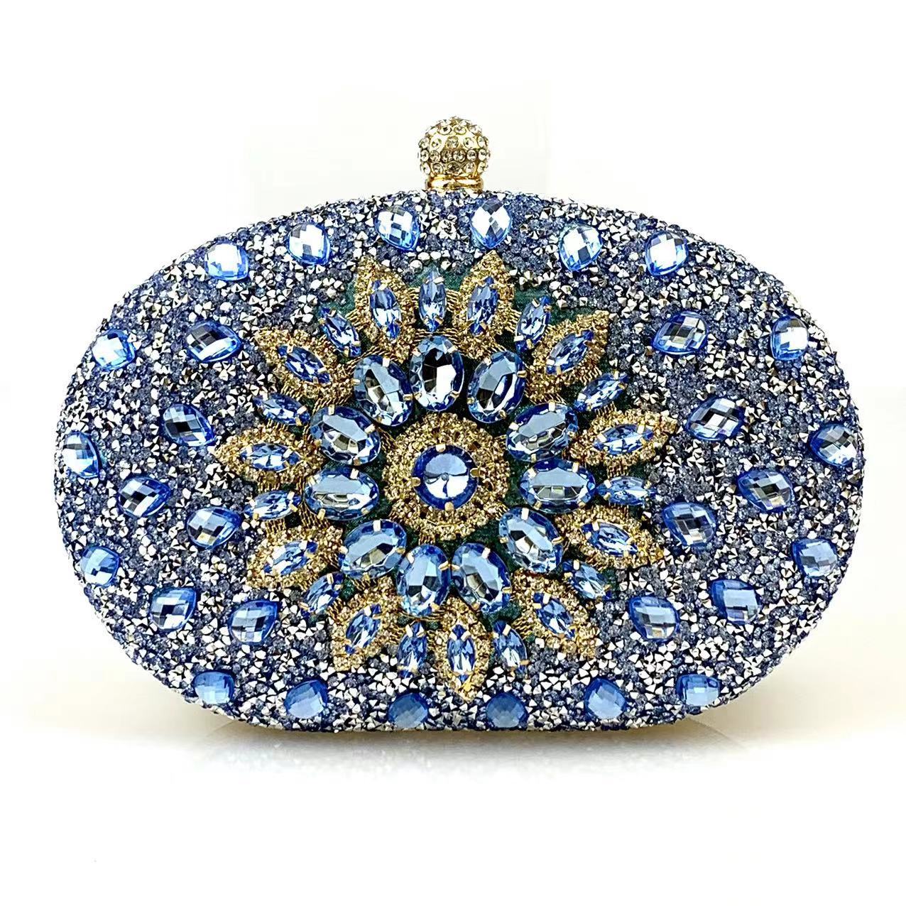 Lei Xin Sapphire Sunflower Rhinestone Evening Clutch