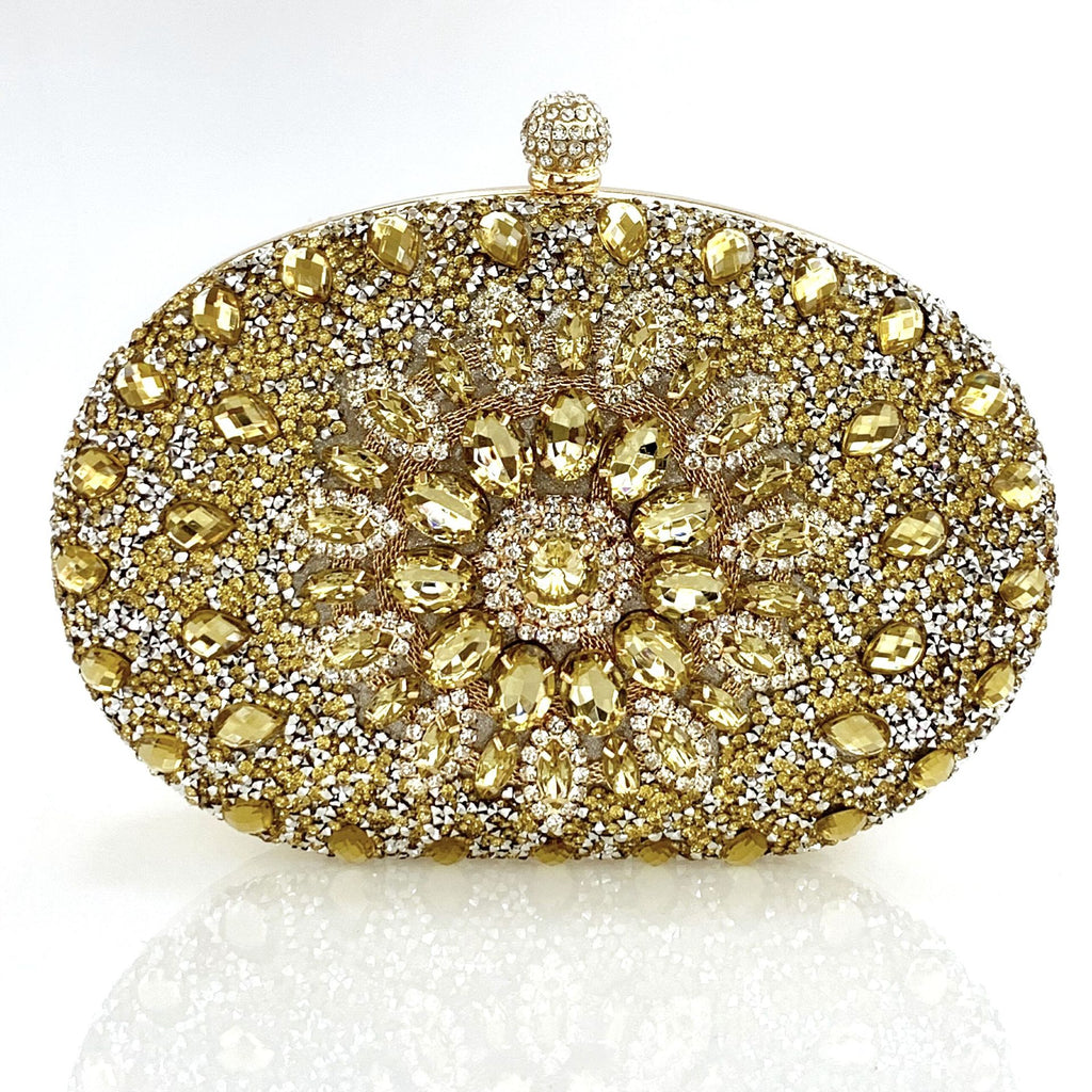 Lei Xin Sapphire Sunflower Rhinestone Evening Clutch