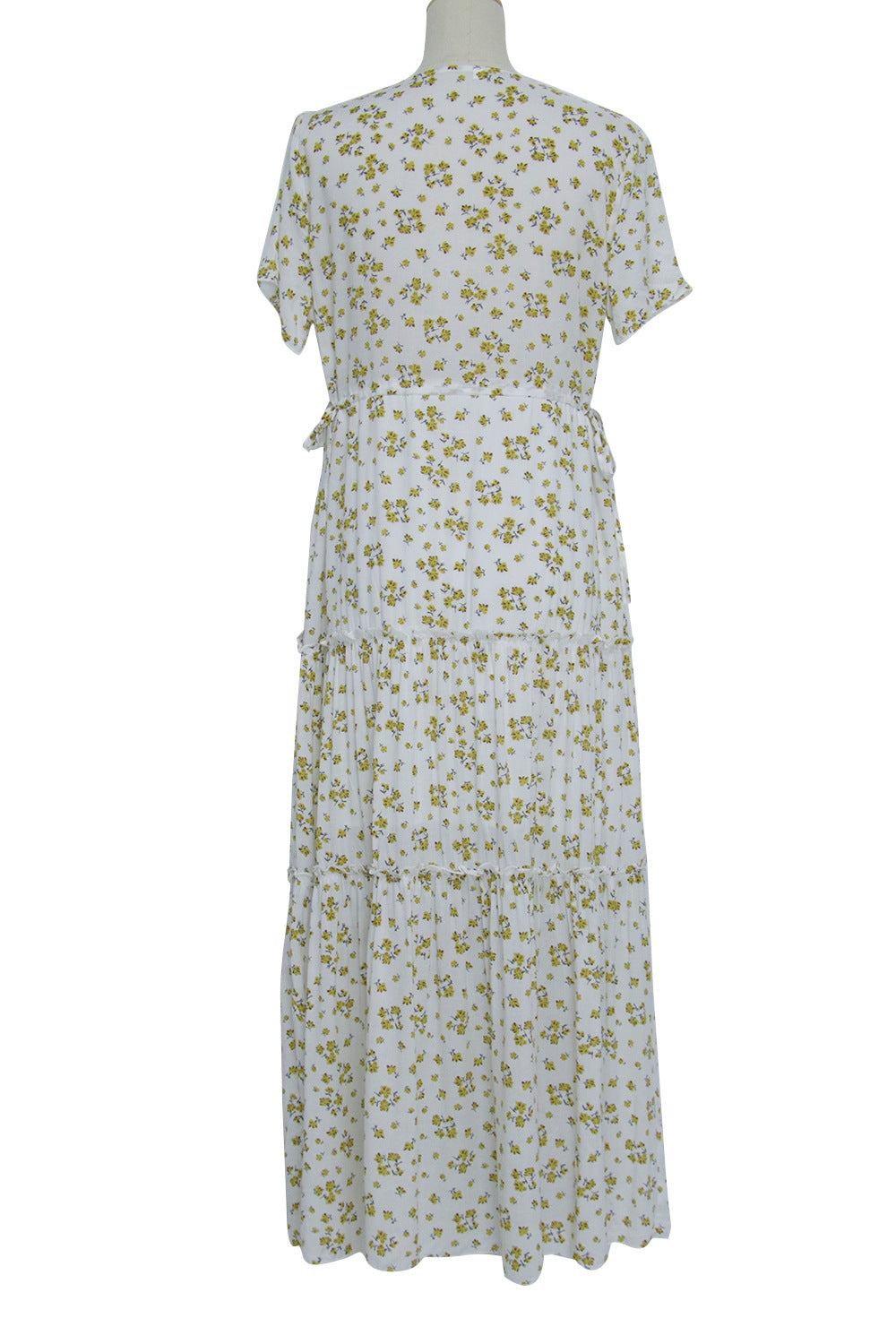 Bohemian Ruffled Floral V-Neck Maxi Dress