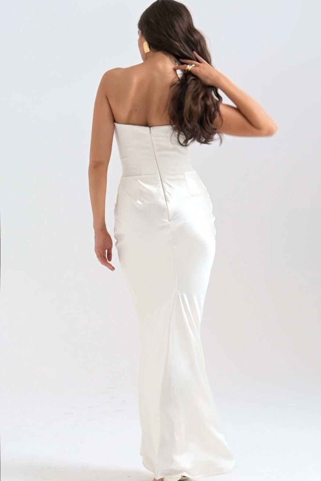 Off-Shoulder Slimming Fishbone Silk Dress