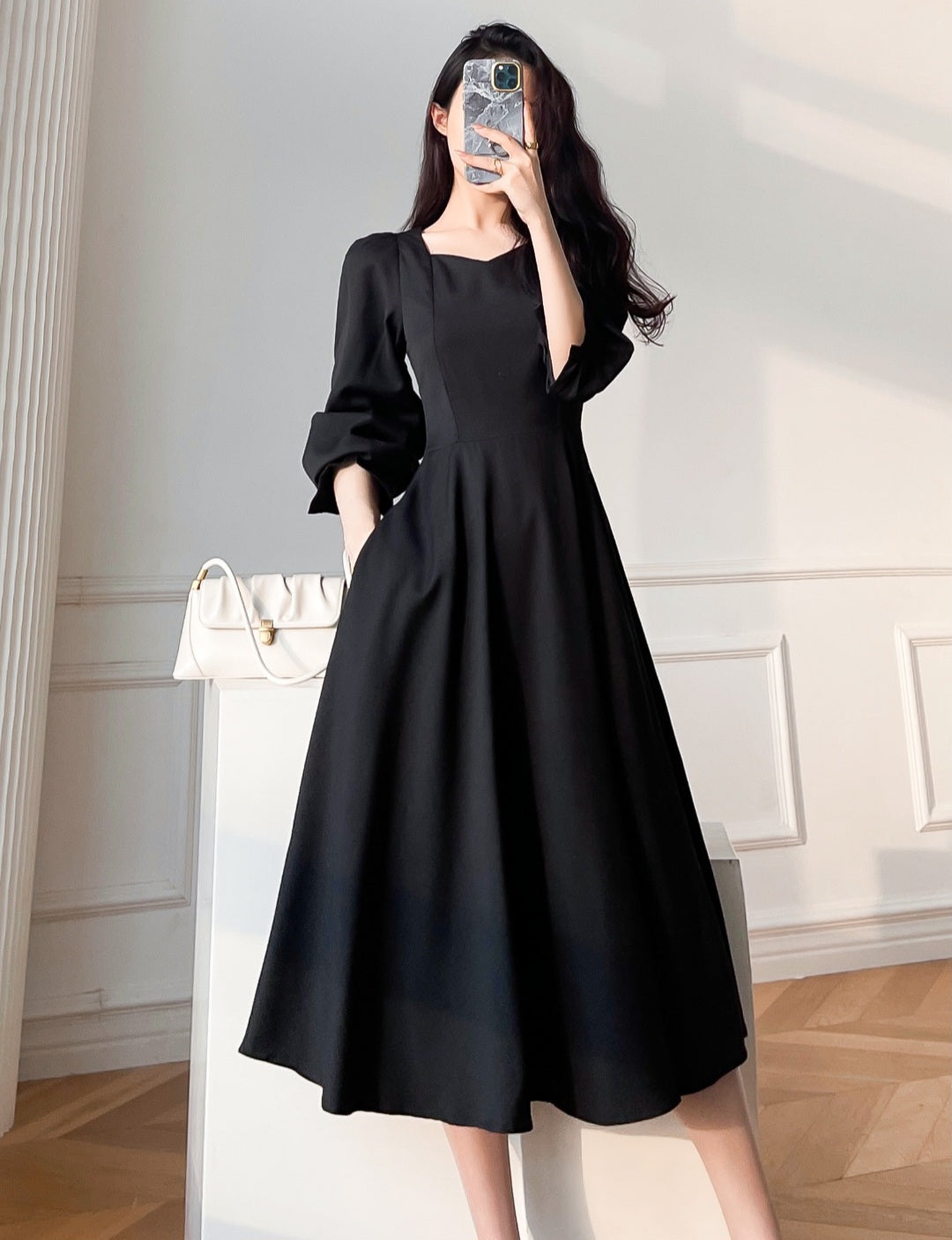 Hepburn  Balloon Sleeve Maxi Dress