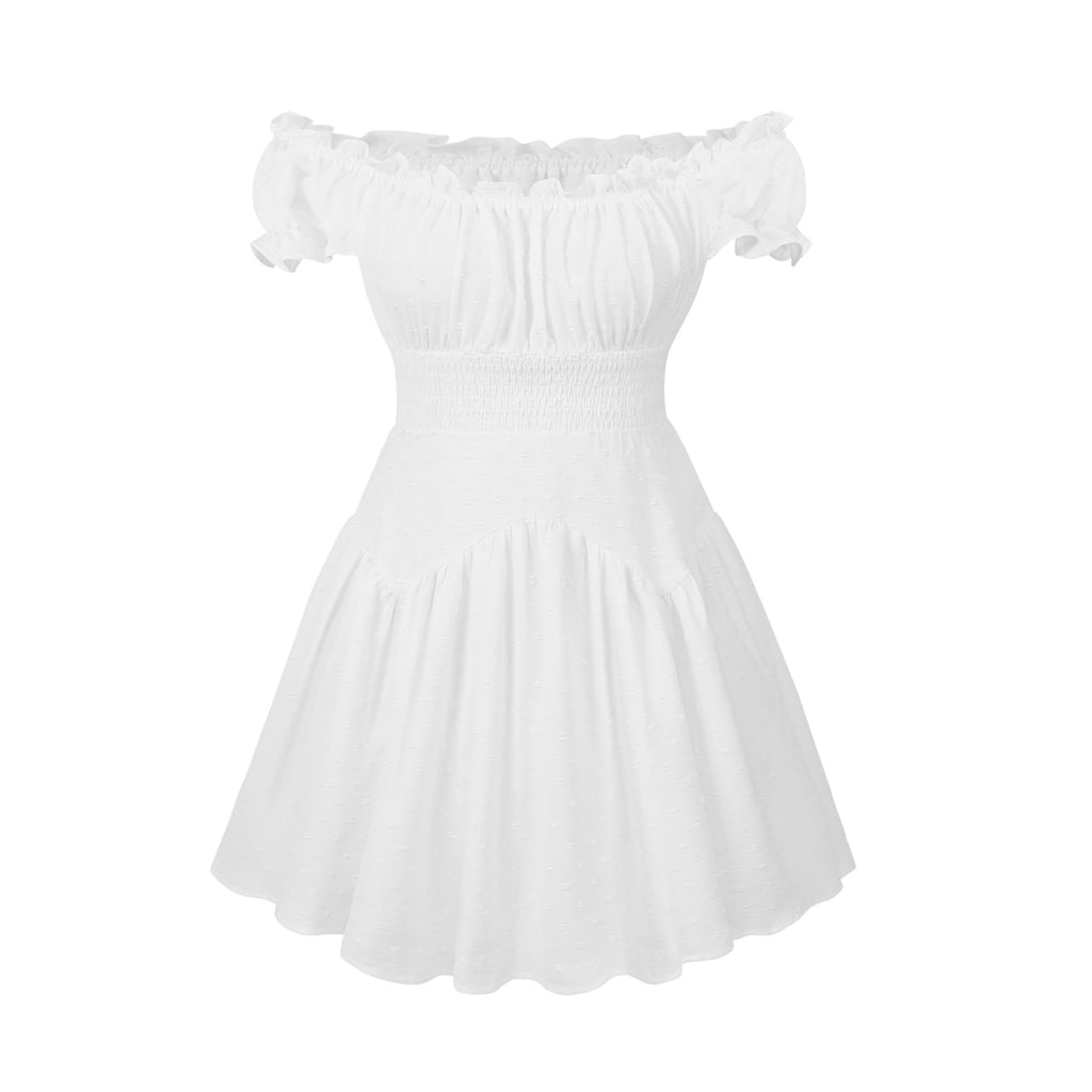 Off-Shoulder Smocked Mini Dress