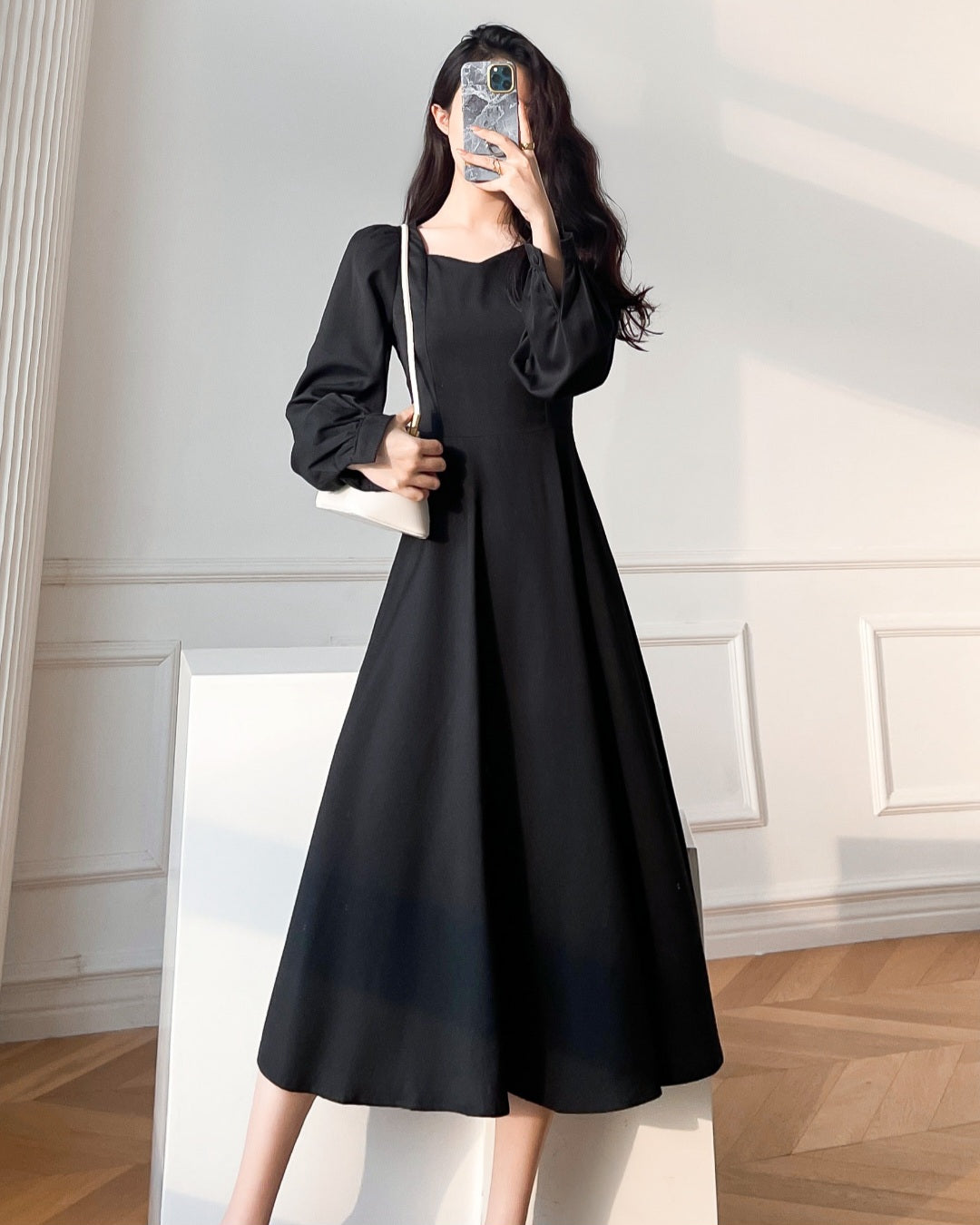 Hepburn  Balloon Sleeve Maxi Dress