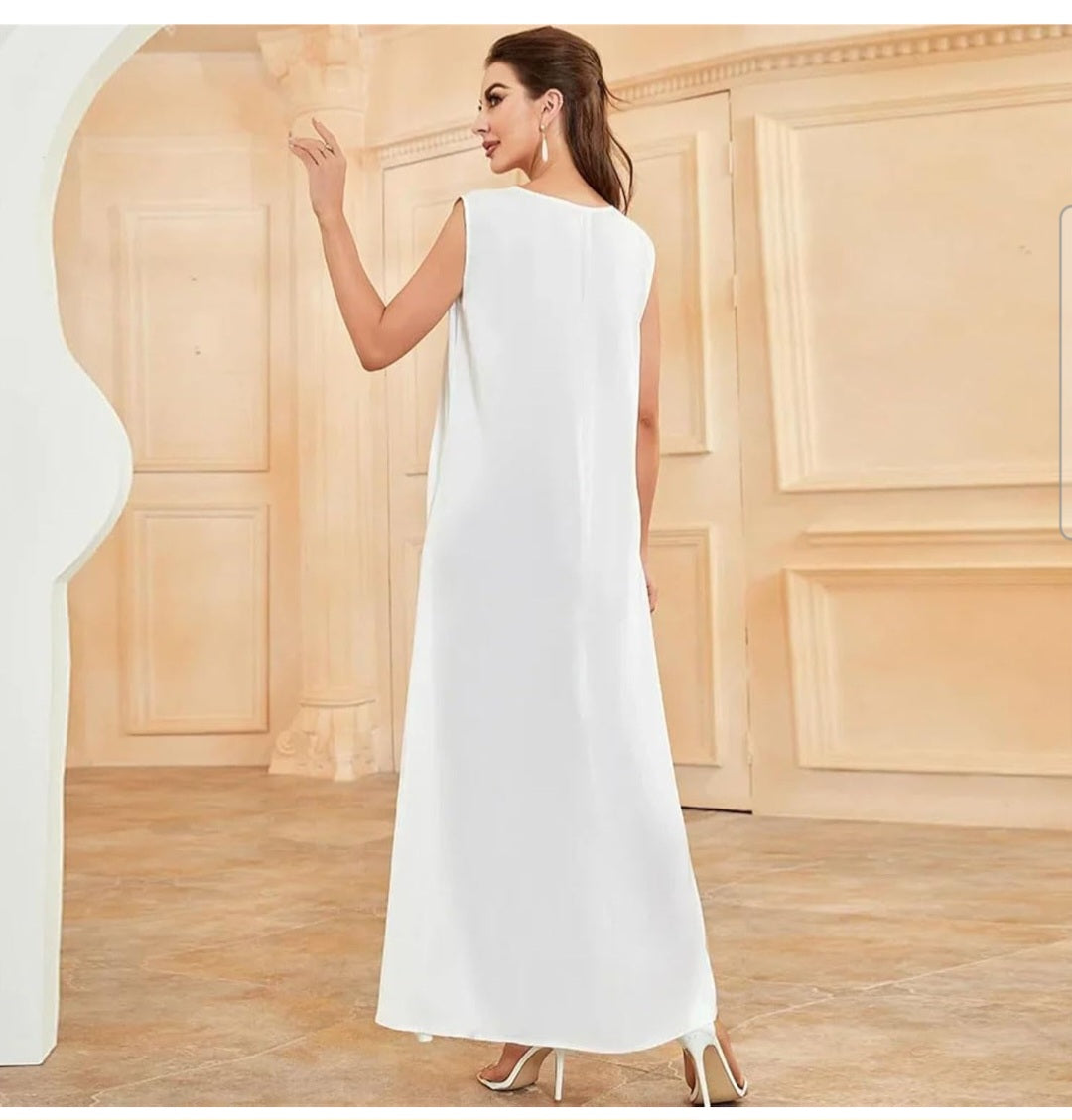 Elegant White Satin Tank Dress