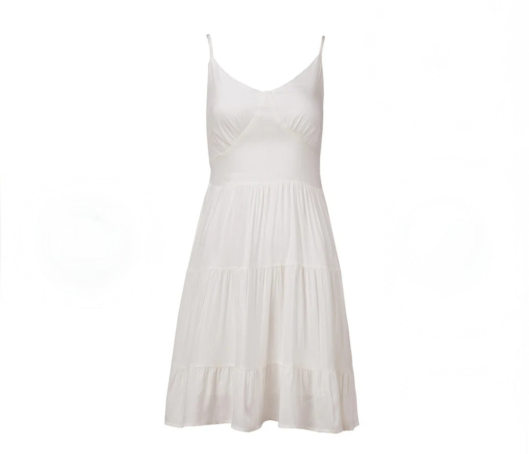 Ivory Fishbone Strap A-Line Mini Dress