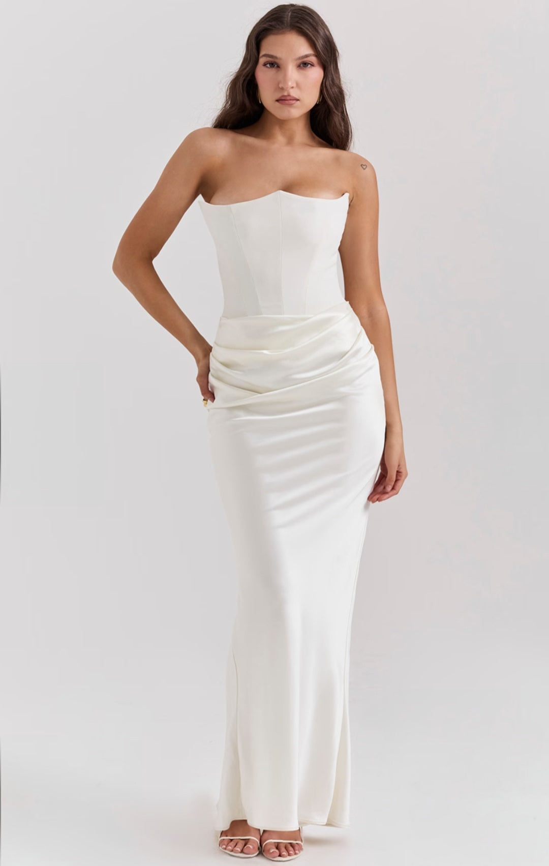 Off-Shoulder Slimming Fishbone Silk Dress