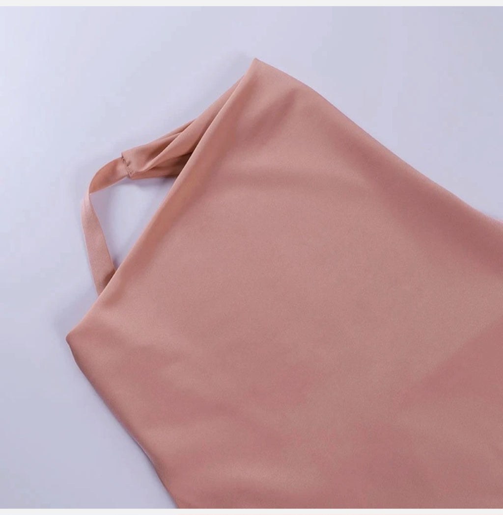 Silky Ruched Slip Dress with Tie Straps