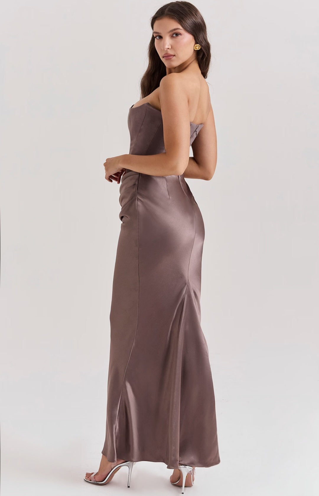 Off-Shoulder Slimming Fishbone Silk Dress
