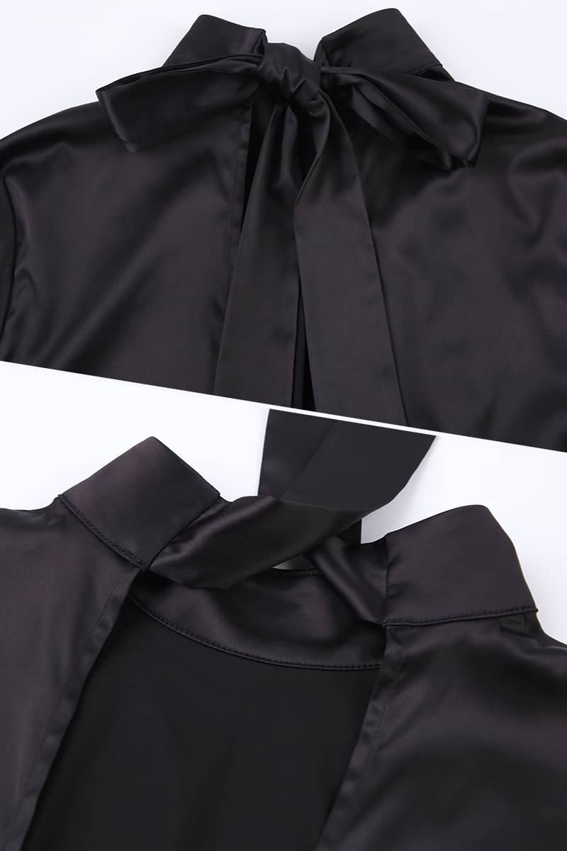 French Bow-Back Satin Dress