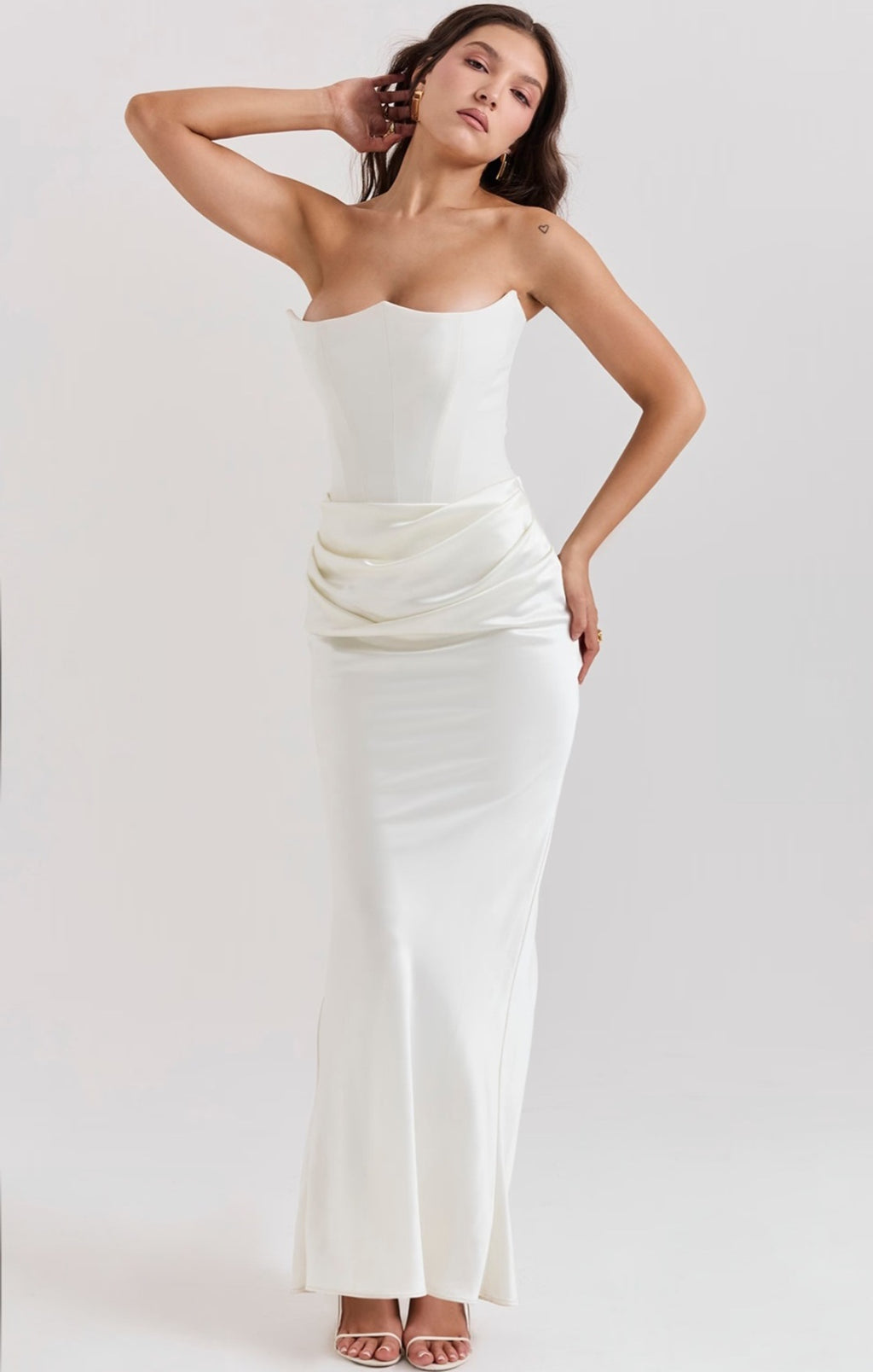 Off-Shoulder Slimming Fishbone Silk Dress