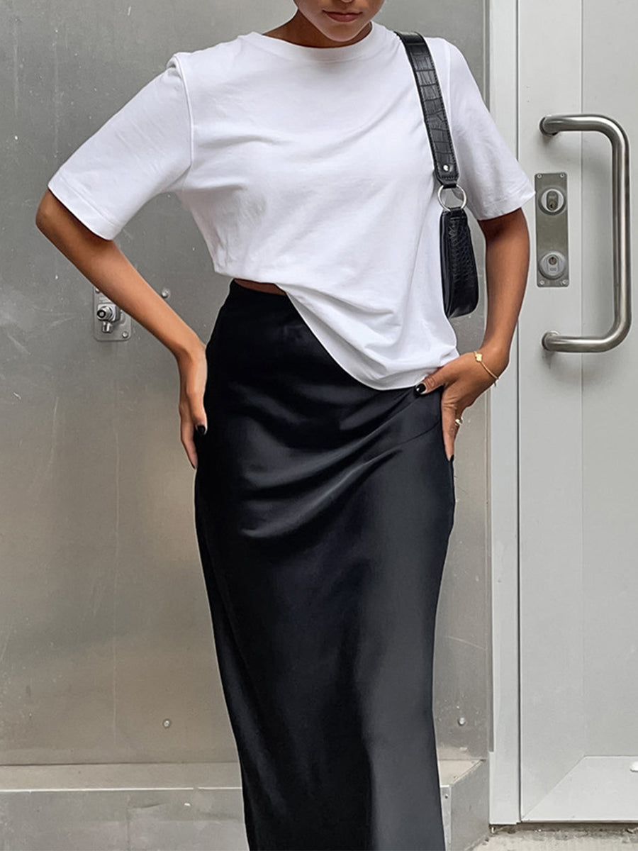 Casual Satin Ice Silk Skirt