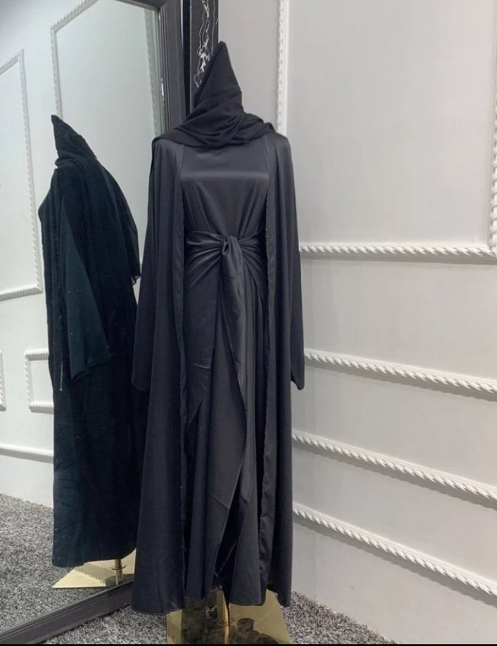 Three-Piece Satin Abaya Set