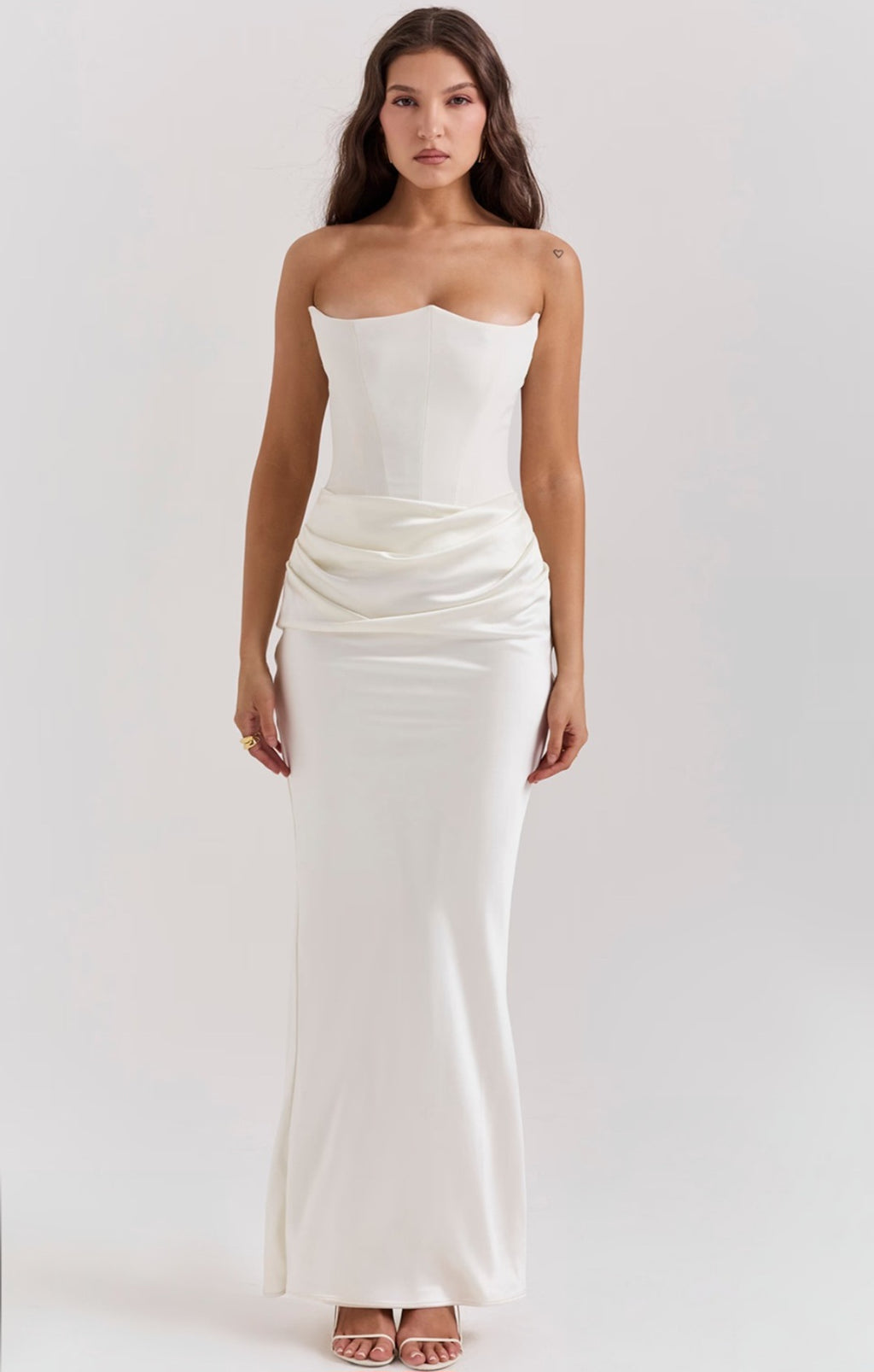 Off-Shoulder Slimming Fishbone Silk Dress