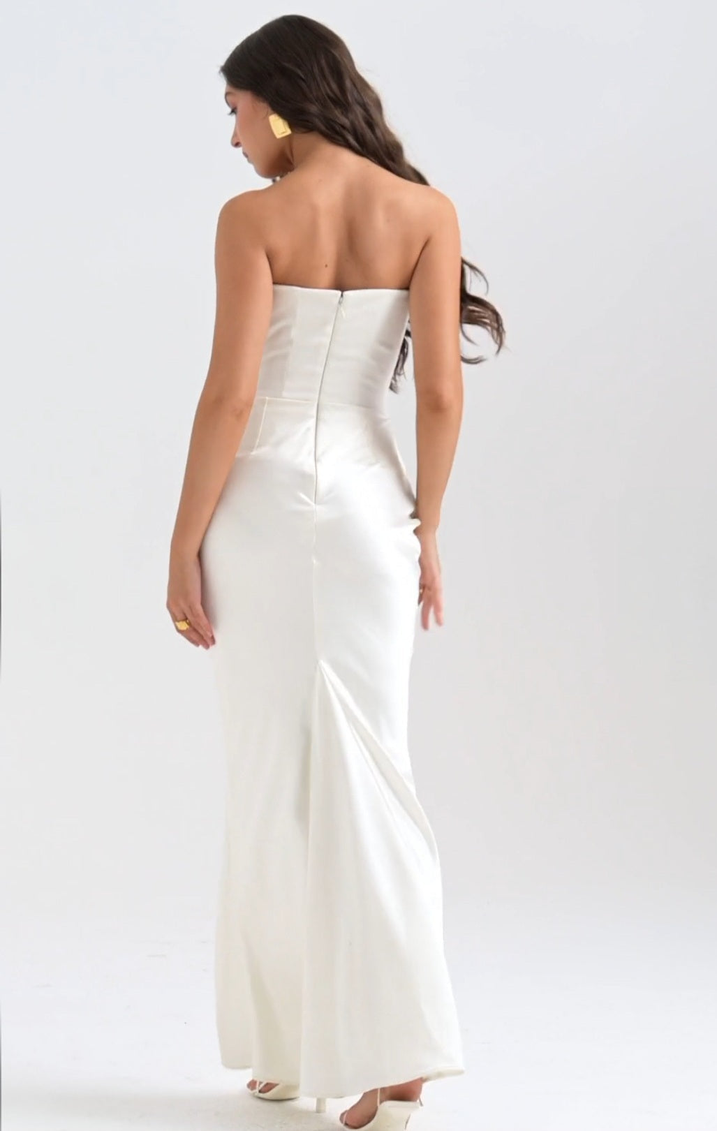 Off-Shoulder Slimming Fishbone Silk Dress
