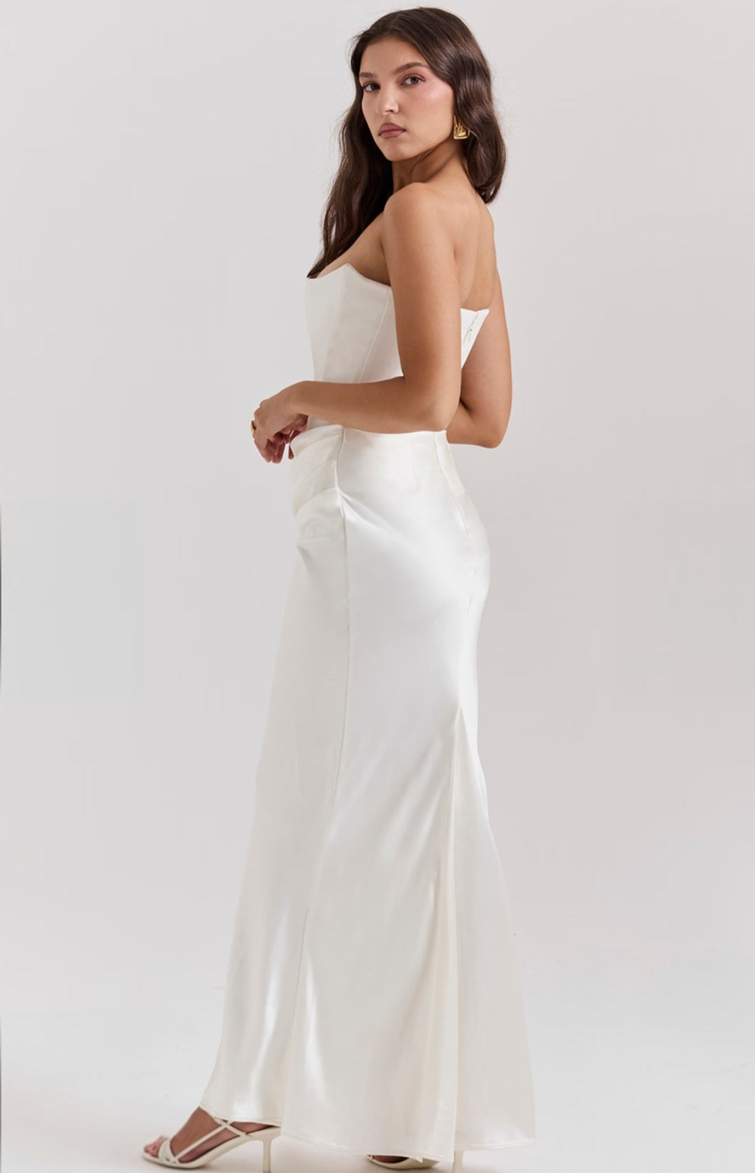 Off-Shoulder Slimming Fishbone Silk Dress