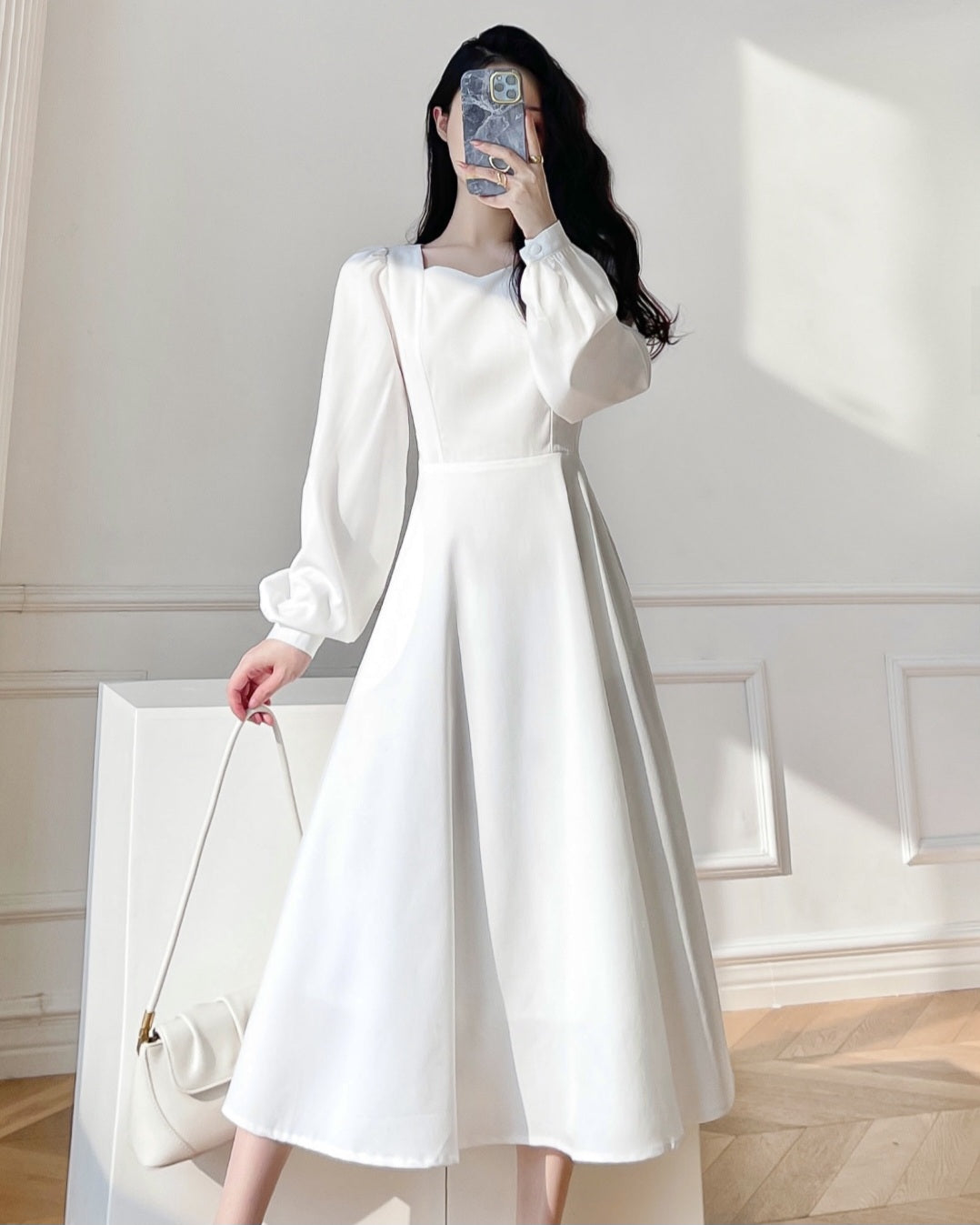 Hepburn  Balloon Sleeve Maxi Dress