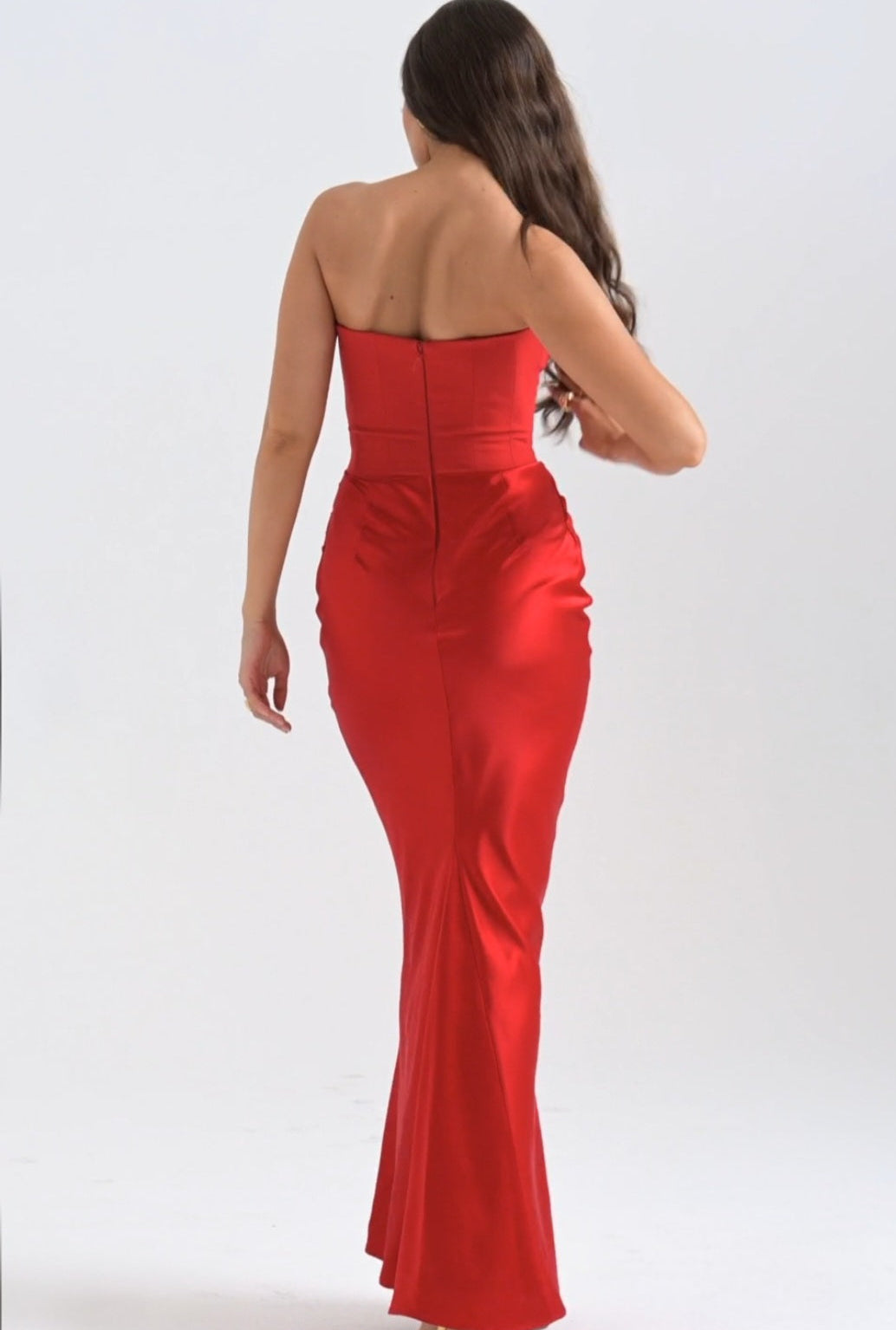 Off-Shoulder Slimming Fishbone Silk Dress