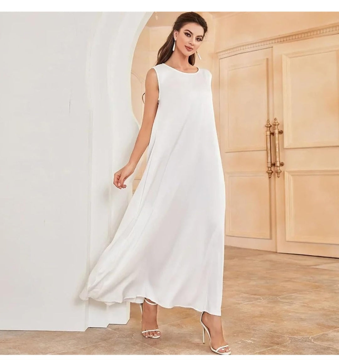 Elegant White Satin Tank Dress