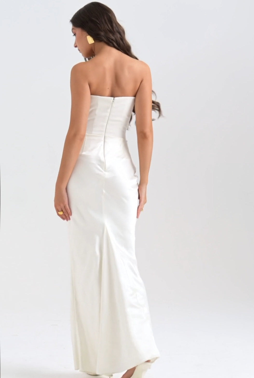Off-Shoulder Slimming Fishbone Silk Dress