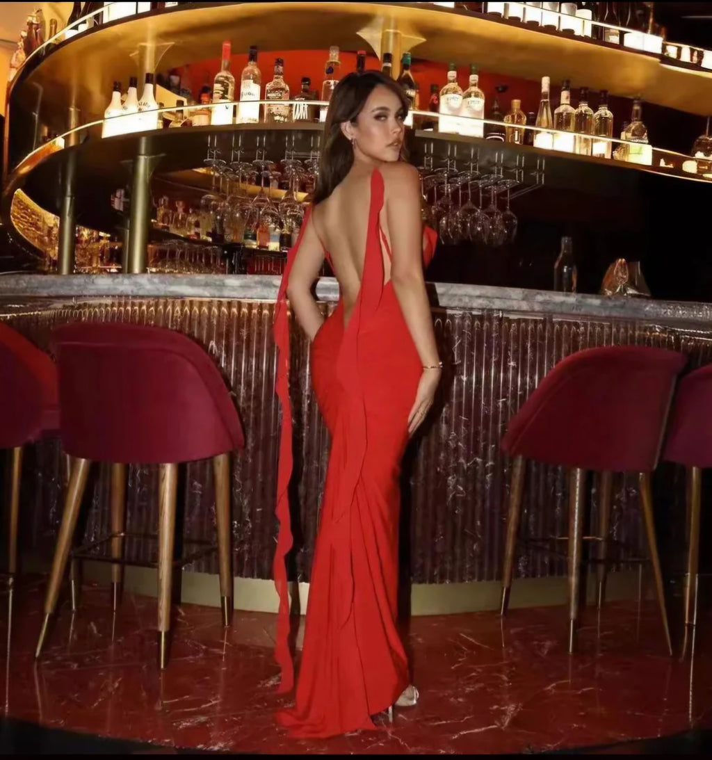 Ludo Dress V-Neck Backless Mermaid Gown