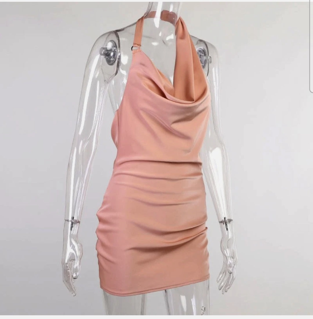 Silky Ruched Slip Dress with Tie Straps