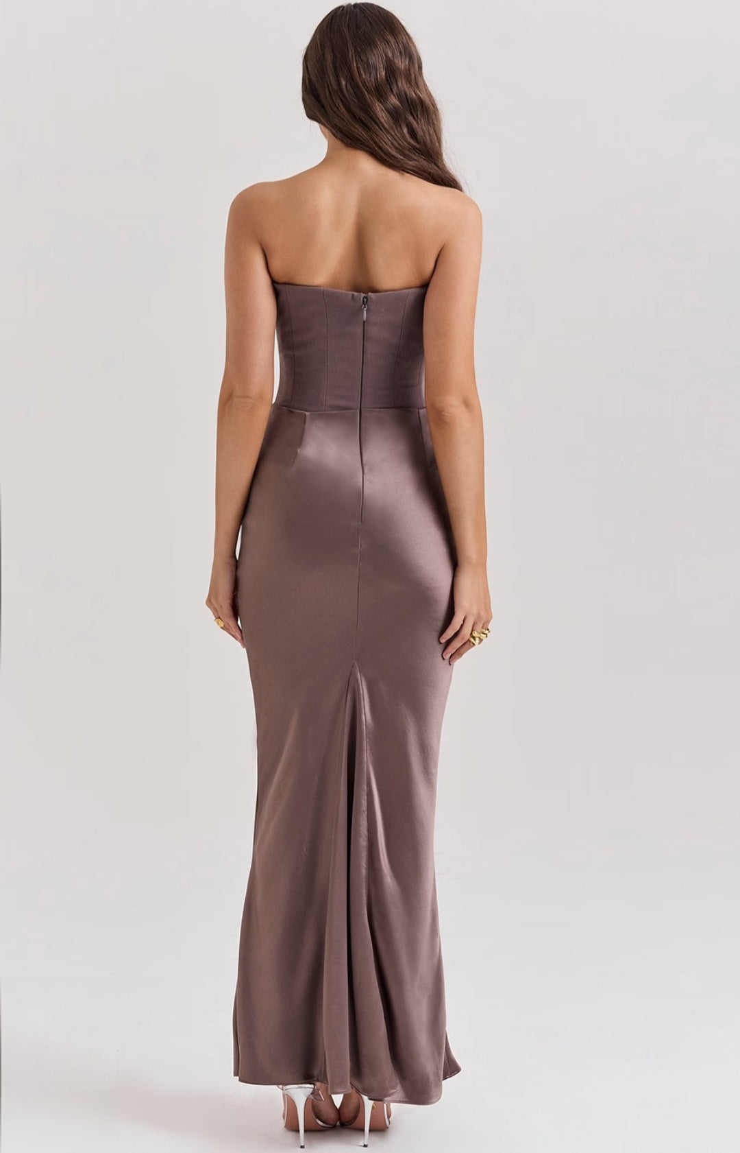 Off-Shoulder Slimming Fishbone Silk Dress